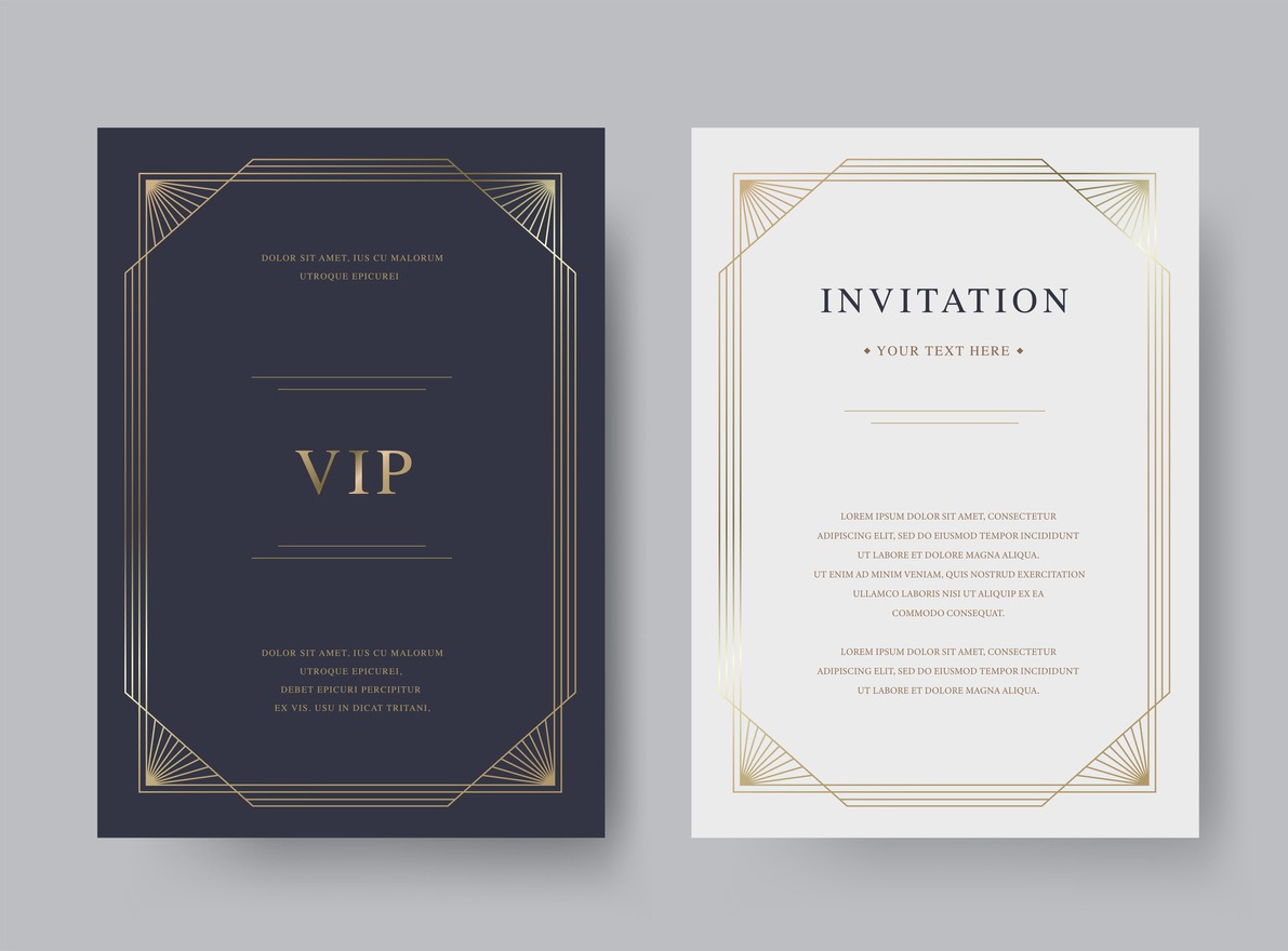 Luxury vintage golden vector invitation card template