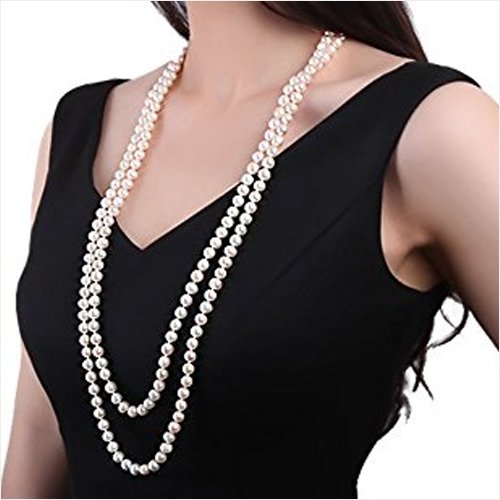 JYX Pearl’s Classic Double-Strand White Freshwater Pearl Necklace