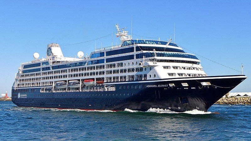 Azamara Journey luxury cruise ship entering the inner harbour of the Port of Fremantle, Australia