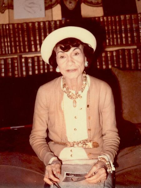 Coco Chanel wearing a fashionable outfit in 1970