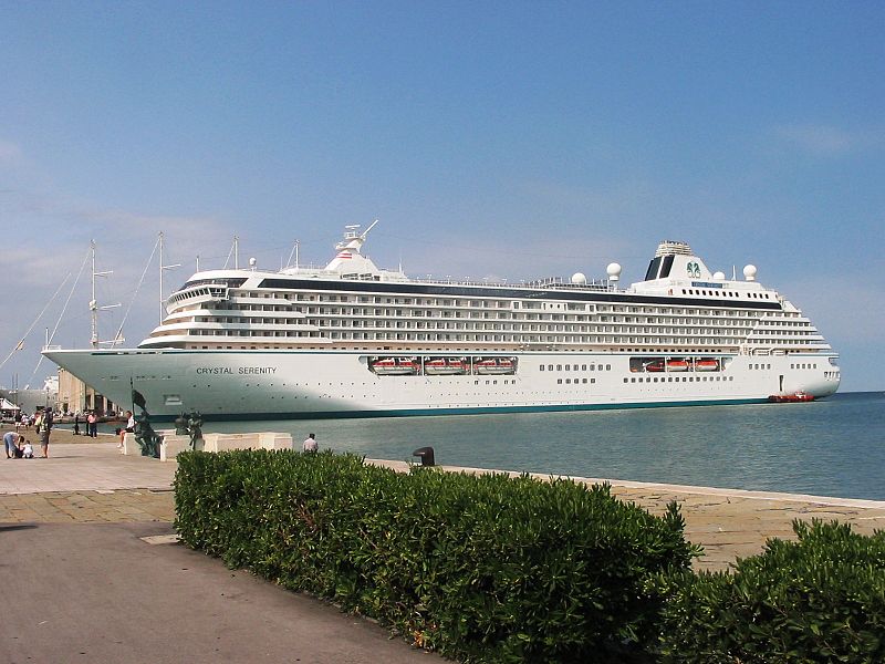 Crystal Serenity luxury cruise ship moored at Port of Trieste