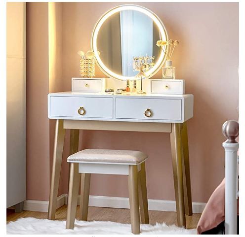 Vanity Set Makeup Dressing Table With, Small Mirrored Vanity Desk