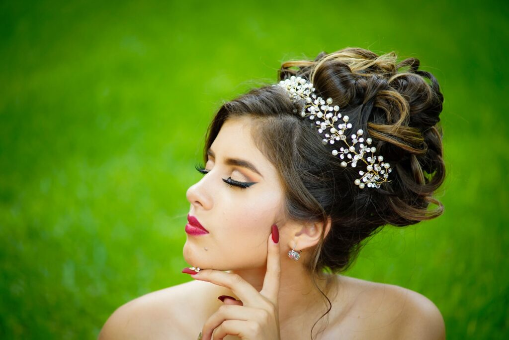 woman with a beautiful hairstyle and a tiara