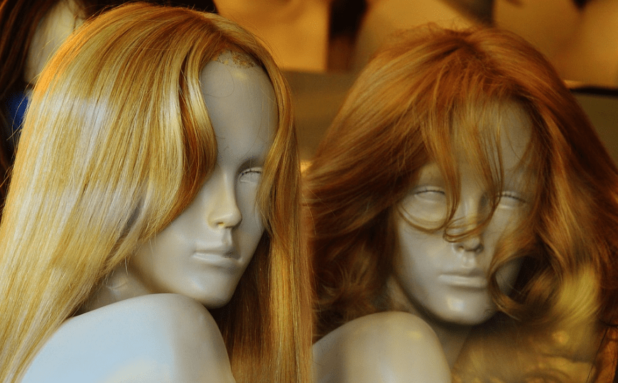mannequins wearing blonde wigs