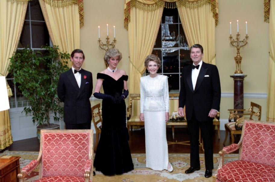The Prince and Princess of Wales with Nancy Reagan and Ronald Reagan in November 1985