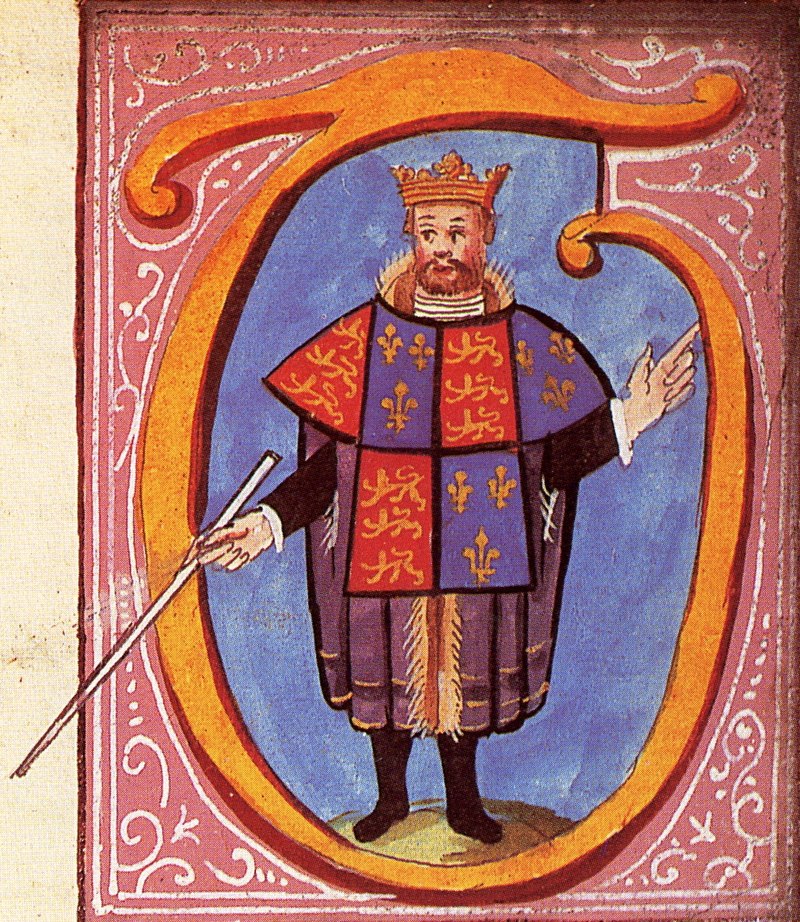 Thomas, Hawley, Clarenceuz King of Arms, depicited in his tabard on a grant of arms in 1556